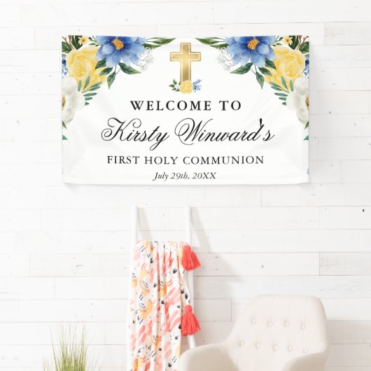 青と黄色の花の最初の聖餐式 横断幕 (インサイチュ)