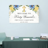 青と黄色の花の最初の聖餐式 横断幕 (トレードショー)