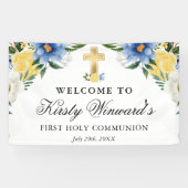 青と黄色の花の最初の聖餐式 横断幕 (横)