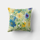 青と黄色の花の装飾用クッション クッション (裏面)