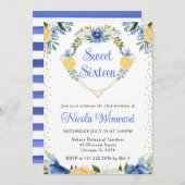 青と黄色の花ハートリーススイート16 招待状 (正面/裏面)