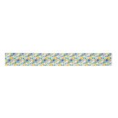 青と黄色の花柄 サテンリボン (正面)