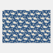 青と黄色の花柄 ラッピングペーパーシート (正面3)