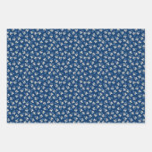 青と黄色の花柄 ラッピングペーパーシート (正面2)