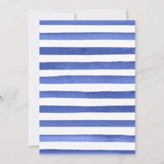 青と黄色の花金ゴールドフレーム赤ちゃんシャワー 招待状 (裏面)