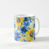 青と黄色の花 コーヒーマグカップ (正面右)