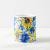青と黄色の花 コーヒーマグカップ (中央)