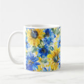 青と黄色の花 コーヒーマグカップ (左)