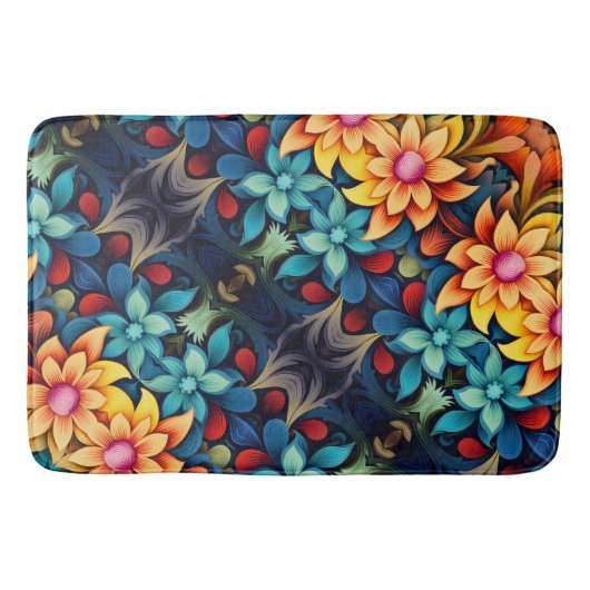 青と黄色の花 バスマット (正面)