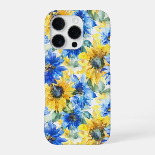 青と黄色の花 誕生日 iPhoneケース (裏面)