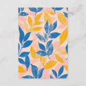 青と黄色の葉の多いリトグラフ結婚詳細 エンクロージャーカード (裏面)