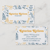 青と黄色の葉 名刺 (正面/裏面)