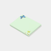 青と黄色の蝶と金ゴールド紙吹雪ドット ポストイット (アングル)