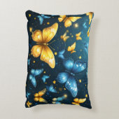 青と黄色の蝶飛んでいるは アクセントクッション (裏面(縦))