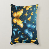 青と黄色の蝶飛んでいるは アクセントクッション (正面(垂直))