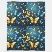 青と黄色の蝶飛んでいるは フリースブランケット (正面)