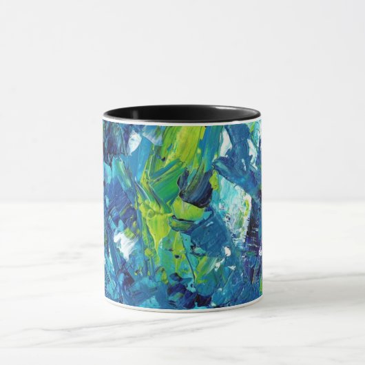 青と黄色の装飾DIYアート鮮やか絵を描- マグカップ (中央)