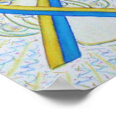 青と黄色の認識度リボンエンジェルポスター ポスター (角)