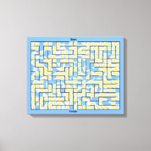 青と黄色の迷路パズル キャンバスプリント