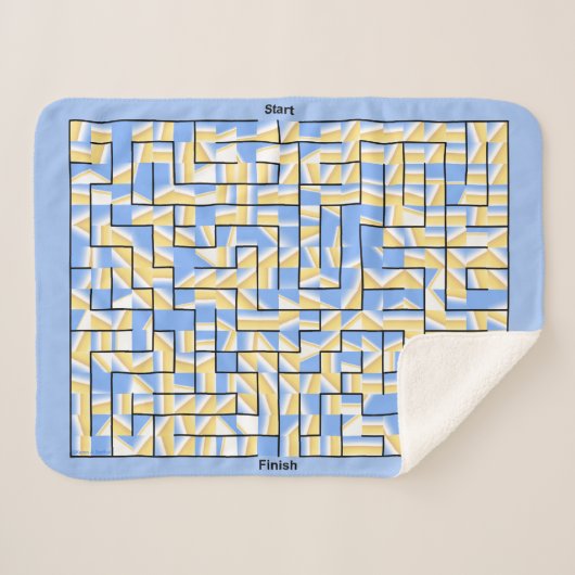 青と黄色の迷路 シェルパブランケット (正面(横))