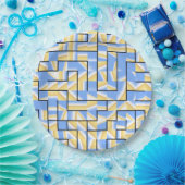 青と黄色の迷路 ペーパープレート (パーティー)