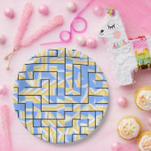 青と黄色の迷路 ペーパープレート (パーティー)