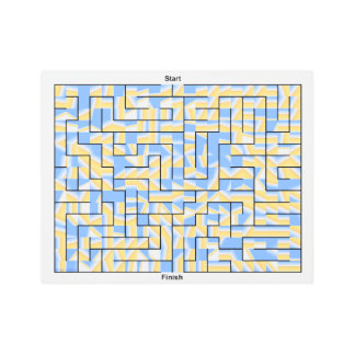 青と黄色の迷路 メタルプリント