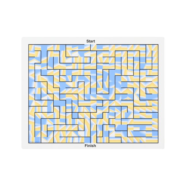 青と黄色の迷路 メタルプリント (正面)