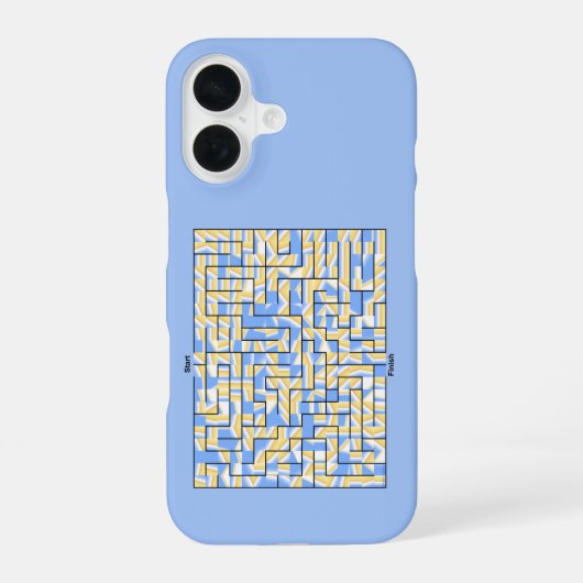 青と黄色の迷路 iPhone 16ケース (裏面)