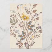 青と黄色の野の花でいっぱい 箔招待状 (正面)