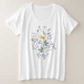 青と黄色の野生の花 プラスサイズTシャツ (デザイン正面)