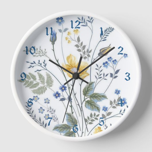 青と黄色の野花 壁時計 (正面)
