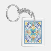 青と黄色の開花 キーホルダー (正面左)