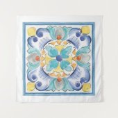 青と黄色の開花 タペストリー (正面(横))