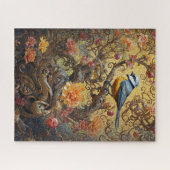 青と黄色の鳥のフローラ黄金のつる植物 ジグソーパズル (横)