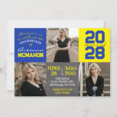 青と黄色の黒板3写真卒業 招待状 (正面)