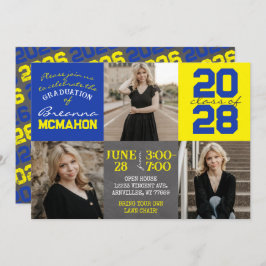 青と黄色の黒板3写真卒業 招待状