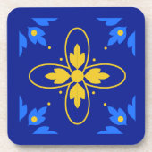 青と黄色のAzulejo コルクコースター コースター (正面)