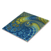 青と黄色のGroovyろうけつ染めルックフラクタル抽象芸術 タイル (側面)