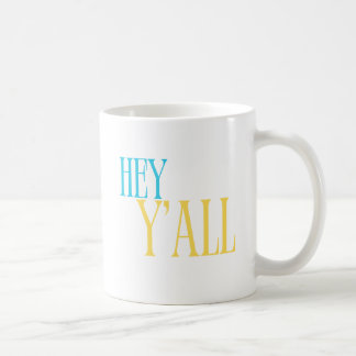 青と黄色のHey Y'all Southern Mug コーヒーマグカップ