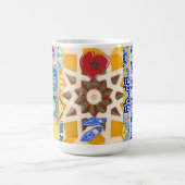 青と黄色のZellijモザイクパターン コーヒーマグカップ (中央)