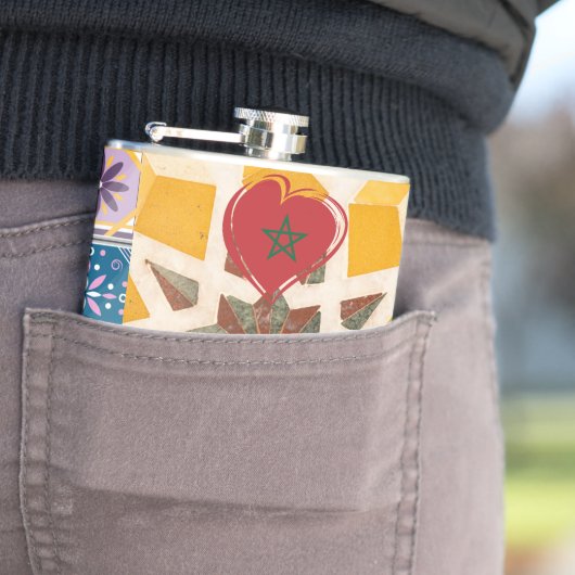 青と黄色のZellijモザイクパターン フラスク (インサイチュ)