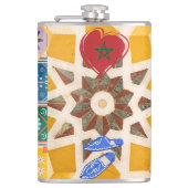 青と黄色のZellijモザイクパターン フラスク (正面)