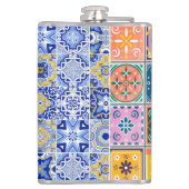 青と黄色のZellijモザイクパターン フラスク (裏面)