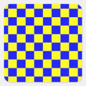 青と黄色⛲💛🐬🌙ステッ市松模様にクカー スクエアシール (正面)