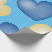 青と黄色。ハート.愛 ラッピングペーパー (角)