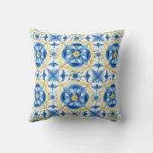 💛💙青と黄色、水色フローラアズレホス クッション (裏面)