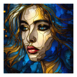 青と黄金のエレガンス – AI on The Rise フォトプリント