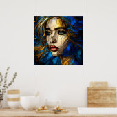 青と黄金のエレガンス – AI on The Rise ポスター (キッチン)