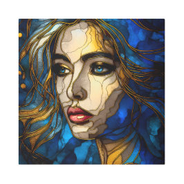 青と黄金のエレガンス – AI on The Rise メタルプリント